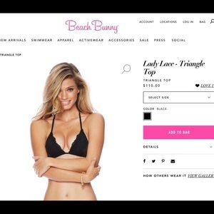 RARE all black Beach Bunny Lady Lace Triangle Top